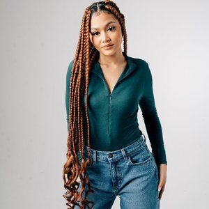 Front Zip it Down Bodysuit- Hunter Green